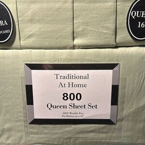 Transitional at Home 6pcQueen Sheet Set green apple embossed stripes
